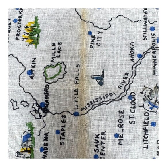 Minnesota State Flower Vintage Handkerchief Souvenir Scalloped Landmarks READ - Picture 5 of 8